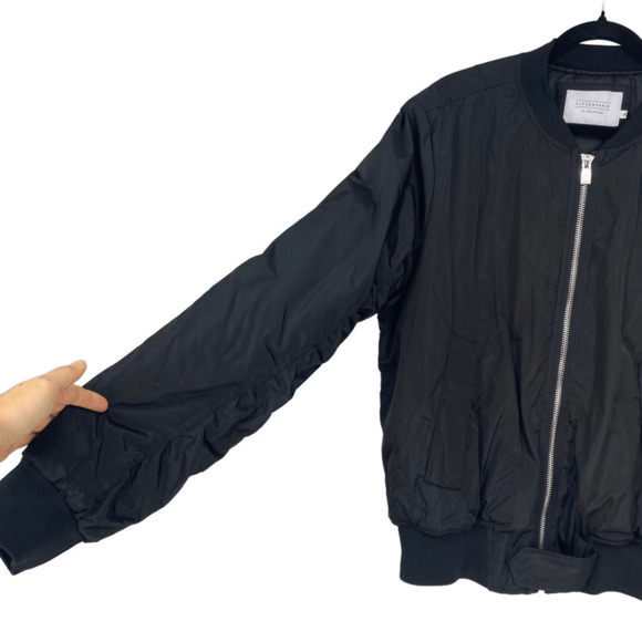 Eleven Paris Mens Bomber Jacket Size XL Black Grunge Lagenlook - Picture 7 of 8